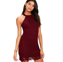 Load image into Gallery viewer, Berydress Womens Elegant Wedding Party Sexy Night Club Halter Neck Sleeveless Sheath Bodycon Lace Dress Short