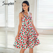 Load image into Gallery viewer, Simplee Print strap midi summer dress women Causal sash princess dress Spring party wear cut dress girl vestidos 2018 robe femme