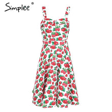 Load image into Gallery viewer, Simplee Print strap midi summer dress women Causal sash princess dress Spring party wear cut dress girl vestidos 2018 robe femme