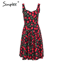 Load image into Gallery viewer, Simplee Print strap midi summer dress women Causal sash princess dress Spring party wear cut dress girl vestidos 2018 robe femme