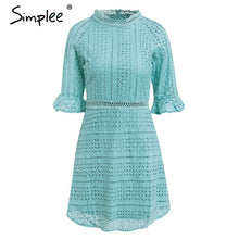 Load image into Gallery viewer, Simplee Elegant hollow out lace dress women Half sleeve summer style midi white dress 2018 Spring short casual dress vestidos