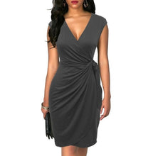Load image into Gallery viewer, Berydress Elegant Classic Dress Polka Dots Draped Women Dresses Cocktail Party Midi Black Summer Bodycon Faux Wrap Vestidos 2018
