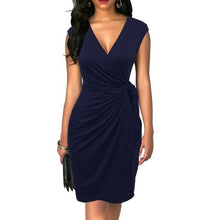 Load image into Gallery viewer, Berydress Elegant Classic Dress Polka Dots Draped Women Dresses Cocktail Party Midi Black Summer Bodycon Faux Wrap Vestidos 2018