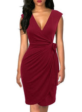 Load image into Gallery viewer, Berydress Elegant Classic Dress Polka Dots Draped Women Dresses Cocktail Party Midi Black Summer Bodycon Faux Wrap Vestidos 2018