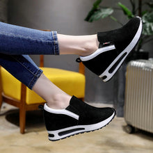 Load image into Gallery viewer, women platform shoes 2018 Hidden Heel Women Casual Shoes Vulcanized Slip on loafers Breathable Leather Toe Sneakers Spring Autum