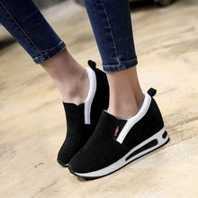 Load image into Gallery viewer, women platform shoes 2018 Hidden Heel Women Casual Shoes Vulcanized Slip on loafers Breathable Leather Toe Sneakers Spring Autum