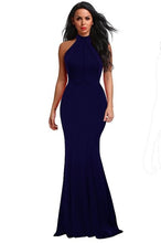 Load image into Gallery viewer, Berydress Elegant Women Sexy Halter Neck Wedding Party Vestido Sleeveless Racer Front Burgundy Bodycon Maxi Mermaid Dresses 2018