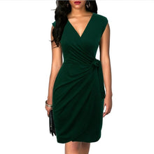 Load image into Gallery viewer, Berydress Elegant Classic Dress Polka Dots Draped Women Dresses Cocktail Party Midi Black Summer Bodycon Faux Wrap Vestidos 2018