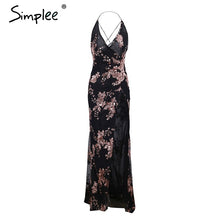 Load image into Gallery viewer, Simplee Sexy lace up halter sequin party dresses women High split maxi dress festa female Christmas 2018 long dress vestidos