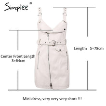 Load image into Gallery viewer, Simplee Fashion PU leather women dress V neck mini bodycon sexy dress Christmas zipper autumn winter short dress ladies vestido