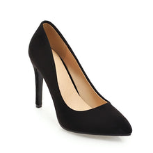 Load image into Gallery viewer, WETKISS Flock High Heels Women Pumps Slip On Pointed Toe Footwear Party Female Shoes Shallow Shoes Woman 2019 Spring New Black
