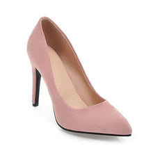 Load image into Gallery viewer, WETKISS Flock High Heels Women Pumps Slip On Pointed Toe Footwear Party Female Shoes Shallow Shoes Woman 2019 Spring New Black
