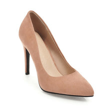 Load image into Gallery viewer, WETKISS Flock High Heels Women Pumps Slip On Pointed Toe Footwear Party Female Shoes Shallow Shoes Woman 2019 Spring New Black