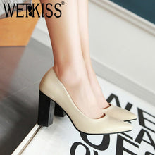 Load image into Gallery viewer, WETKISS Pu Thick High Heels Women Pumps Pointed Toe Footwear Shallow Female Shoes Office Shoes Woman 2019 Spring New Black