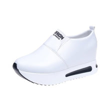 Load image into Gallery viewer, women platform shoes 2018 Hidden Heel Women Casual Shoes Vulcanized Slip on loafers Breathable Leather Toe Sneakers Spring Autum