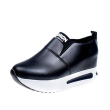 Load image into Gallery viewer, women platform shoes 2018 Hidden Heel Women Casual Shoes Vulcanized Slip on loafers Breathable Leather Toe Sneakers Spring Autum