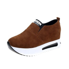 Load image into Gallery viewer, women platform shoes 2018 Hidden Heel Women Casual Shoes Vulcanized Slip on loafers Breathable Leather Toe Sneakers Spring Autum