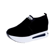Load image into Gallery viewer, women platform shoes 2018 Hidden Heel Women Casual Shoes Vulcanized Slip on loafers Breathable Leather Toe Sneakers Spring Autum