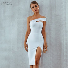 Load image into Gallery viewer, Adyce Bodycon Bandage Dress Women Vestidos Verano 2019 Summer Sexy Elegant White Black One Shoulder Midi Celebrity Party Dresses