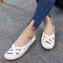 Load image into Gallery viewer, Women Flats Genuine Leather Shoes Slip On Ballet Flats Moccasins Loafers Hollow Ballerina Shoes Women Fashion Casual 2019 New
