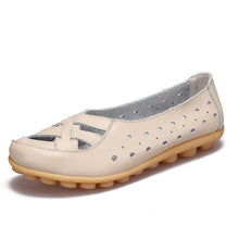 Load image into Gallery viewer, Women Flats Genuine Leather Shoes Slip On Ballet Flats Moccasins Loafers Hollow Ballerina Shoes Women Fashion Casual 2019 New