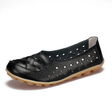 Load image into Gallery viewer, Women Flats Genuine Leather Shoes Slip On Ballet Flats Moccasins Loafers Hollow Ballerina Shoes Women Fashion Casual 2019 New