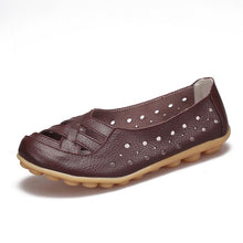 Load image into Gallery viewer, Women Flats Genuine Leather Shoes Slip On Ballet Flats Moccasins Loafers Hollow Ballerina Shoes Women Fashion Casual 2019 New