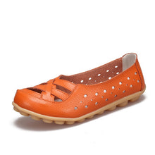 Load image into Gallery viewer, Women Flats Genuine Leather Shoes Slip On Ballet Flats Moccasins Loafers Hollow Ballerina Shoes Women Fashion Casual 2019 New