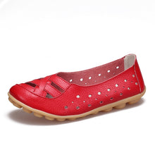 Load image into Gallery viewer, Women Flats Genuine Leather Shoes Slip On Ballet Flats Moccasins Loafers Hollow Ballerina Shoes Women Fashion Casual 2019 New