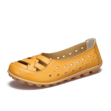 Load image into Gallery viewer, Women Flats Genuine Leather Shoes Slip On Ballet Flats Moccasins Loafers Hollow Ballerina Shoes Women Fashion Casual 2019 New