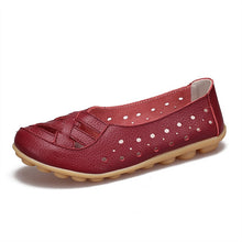 Load image into Gallery viewer, Women Flats Genuine Leather Shoes Slip On Ballet Flats Moccasins Loafers Hollow Ballerina Shoes Women Fashion Casual 2019 New