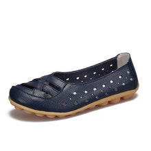 Load image into Gallery viewer, Women Flats Genuine Leather Shoes Slip On Ballet Flats Moccasins Loafers Hollow Ballerina Shoes Women Fashion Casual 2019 New