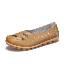 Load image into Gallery viewer, Women Flats Genuine Leather Shoes Slip On Ballet Flats Moccasins Loafers Hollow Ballerina Shoes Women Fashion Casual 2019 New