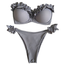 Load image into Gallery viewer, LIVA GIRL sexy women's printed lace two-piece beach swimsuit fashion bikini set push-up bra straps swimwear girls tube top