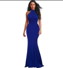 Load image into Gallery viewer, Berydress Elegant Women Sexy Halter Neck Wedding Party Vestido Sleeveless Racer Front Burgundy Bodycon Maxi Mermaid Dresses 2018