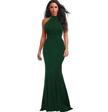 Load image into Gallery viewer, Berydress Elegant Women Sexy Halter Neck Wedding Party Vestido Sleeveless Racer Front Burgundy Bodycon Maxi Mermaid Dresses 2018