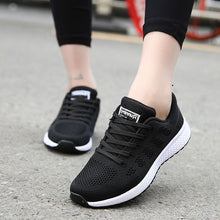 Load image into Gallery viewer, Sneakers Shoes Woman Sport Shoe Lace-Up Mesh Round Cross Strap Ladies Flat Sneakers Running Shoes Casual Women Shoes Comfortable