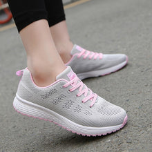 Load image into Gallery viewer, Sneakers Shoes Woman Sport Shoe Lace-Up Mesh Round Cross Strap Ladies Flat Sneakers Running Shoes Casual Women Shoes Comfortable