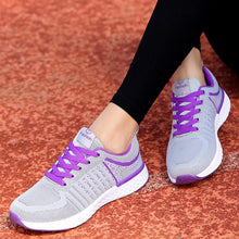 Load image into Gallery viewer, Sneakers Shoes Woman Sport Shoe Lace-Up Mesh Round Cross Strap Ladies Flat Sneakers Running Shoes Casual Women Shoes Comfortable