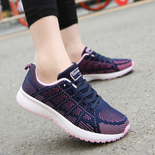 Load image into Gallery viewer, Sneakers Shoes Woman Sport Shoe Lace-Up Mesh Round Cross Strap Ladies Flat Sneakers Running Shoes Casual Women Shoes Comfortable