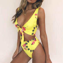 Load image into Gallery viewer, female LOW waist tight beach swimwear flower print fashion two-piece bikini push-up bra quick-drying swimsuit suit Liva Girl
