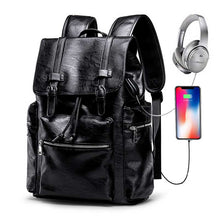 Load image into Gallery viewer, Laptop Backpacks Men Bag Casual Waterproof Men Backpack USB Charge Bags PU Leather Backpacks Travel Man Backpack Computer Solid