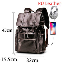 Load image into Gallery viewer, Laptop Backpacks Men Bag Casual Waterproof Men Backpack USB Charge Bags PU Leather Backpacks Travel Man Backpack Computer Solid