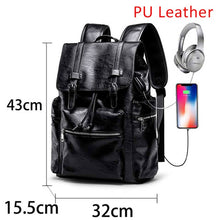 Load image into Gallery viewer, Laptop Backpacks Men Bag Casual Waterproof Men Backpack USB Charge Bags PU Leather Backpacks Travel Man Backpack Computer Solid