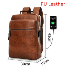 Load image into Gallery viewer, Laptop Backpacks Men Bag Casual Waterproof Men Backpack USB Charge Bags PU Leather Backpacks Travel Man Backpack Computer Solid