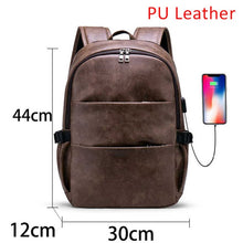 Load image into Gallery viewer, Laptop Backpacks Men Bag Casual Waterproof Men Backpack USB Charge Bags PU Leather Backpacks Travel Man Backpack Computer Solid