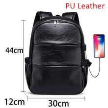 Load image into Gallery viewer, Laptop Backpacks Men Bag Casual Waterproof Men Backpack USB Charge Bags PU Leather Backpacks Travel Man Backpack Computer Solid