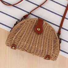 Load image into Gallery viewer, Summer Women Flap Shoulder Straw Bag Crossbody Beach Ladies Small Bags Satchels Casual Tote Purse Holiday Shoulder Bag
