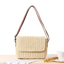 Load image into Gallery viewer, Summer Women Flap Shoulder Straw Bag Crossbody Beach Ladies Small Bags Satchels Casual Tote Purse Holiday Shoulder Bag