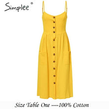 Load image into Gallery viewer, Simplee Elegant button women dress Pocket polka dots yellow cotton midi dress Summer casual female plus size lady beach vestidos